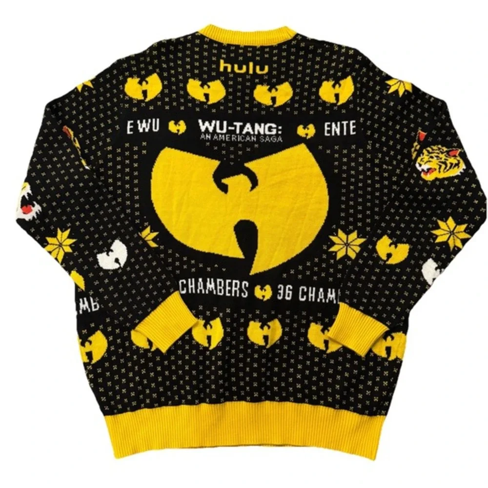 Wu-Tang Clan Tiger Style Ugly Sweater Hulu Black Yellow Mens 2XL 36 Chambers